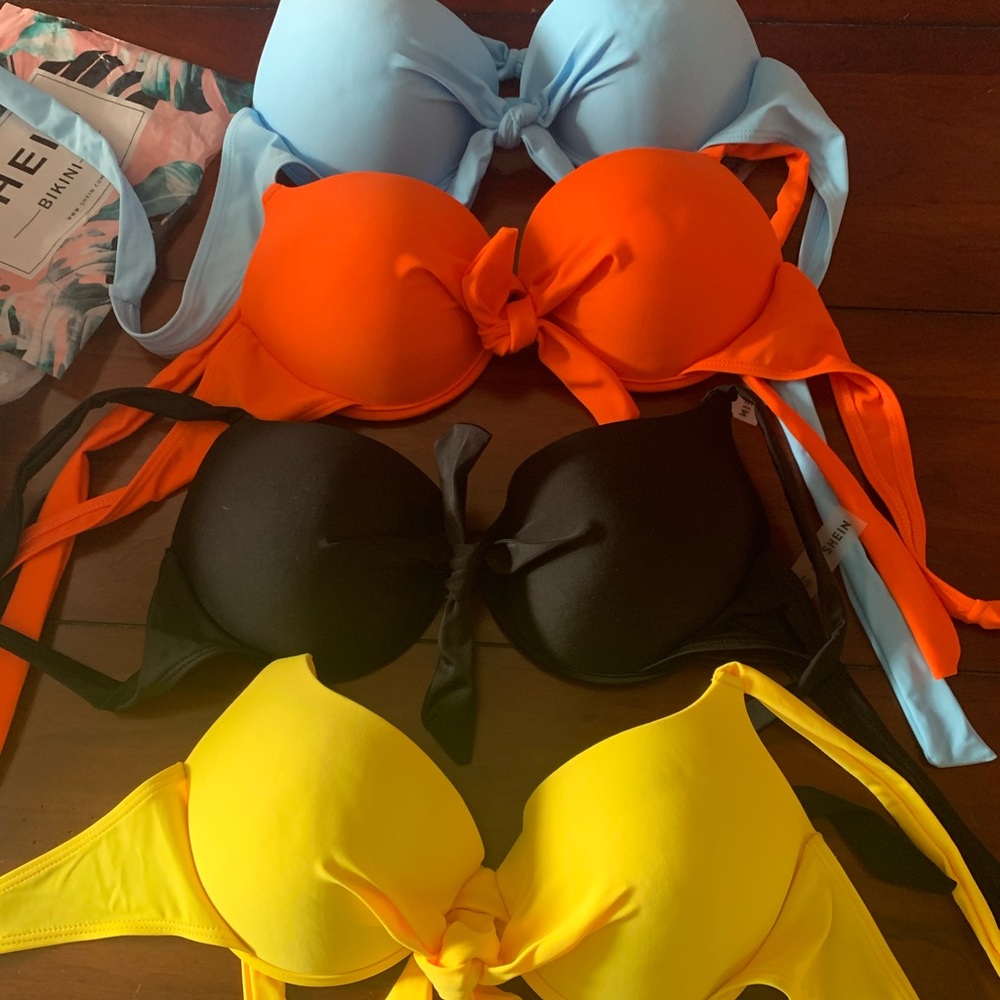 NWT set of 4 Shein Knot Front Push Up Bikini Tops